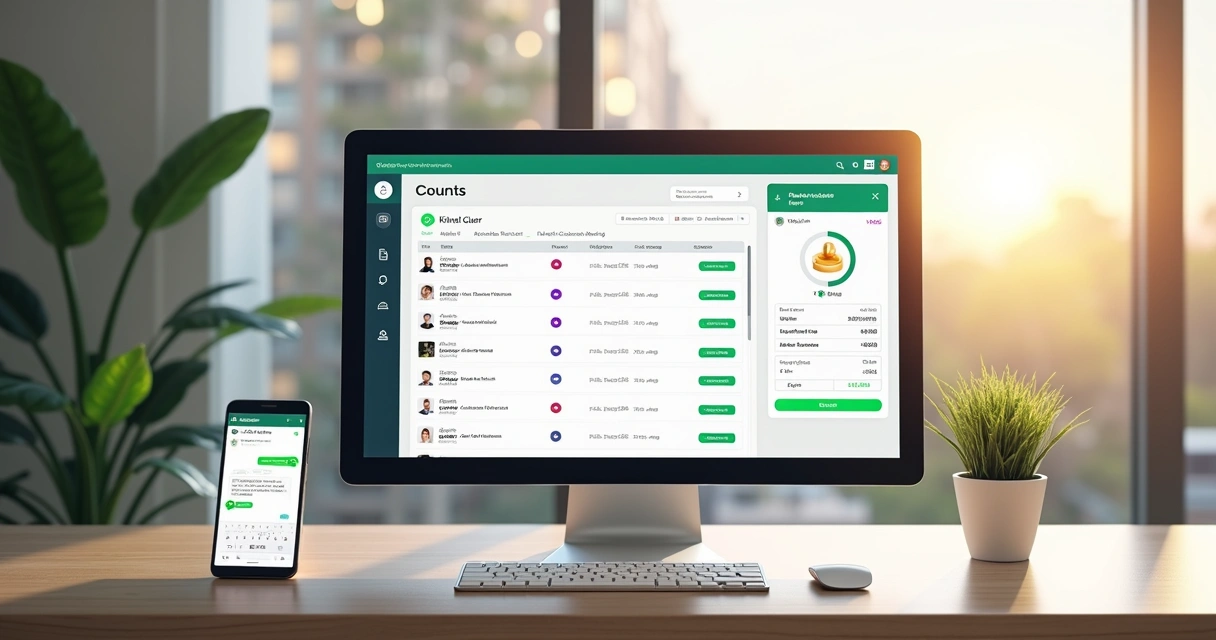 Tela de plataforma digital para gestão de aluguéis de kitnets com contratos eletrônicos, boletos e comunicação por WhatsApp