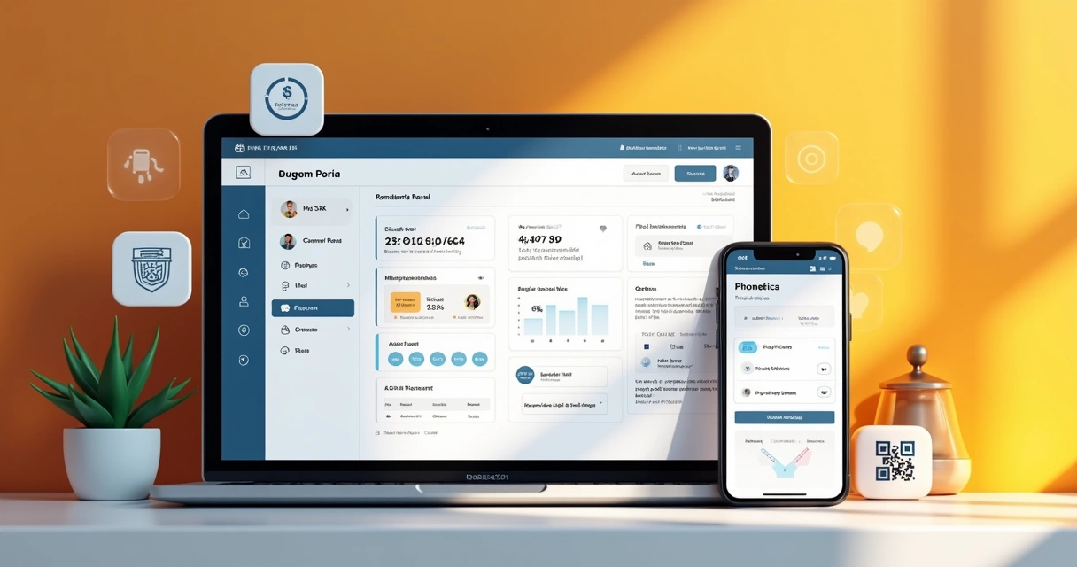 Interface de portal digital de inquilino mostrando boletos de aluguel e opções de pagamento por Pix