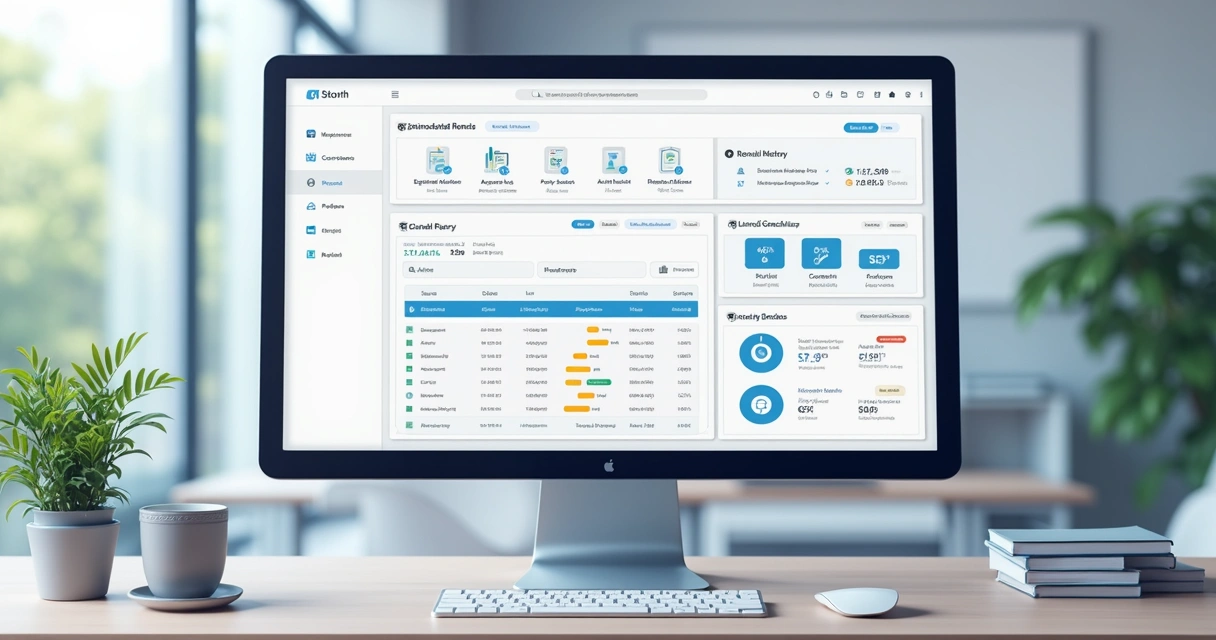 Visualização do portal do inquilino com boletos, histórico de pagamentos e assistente virtual