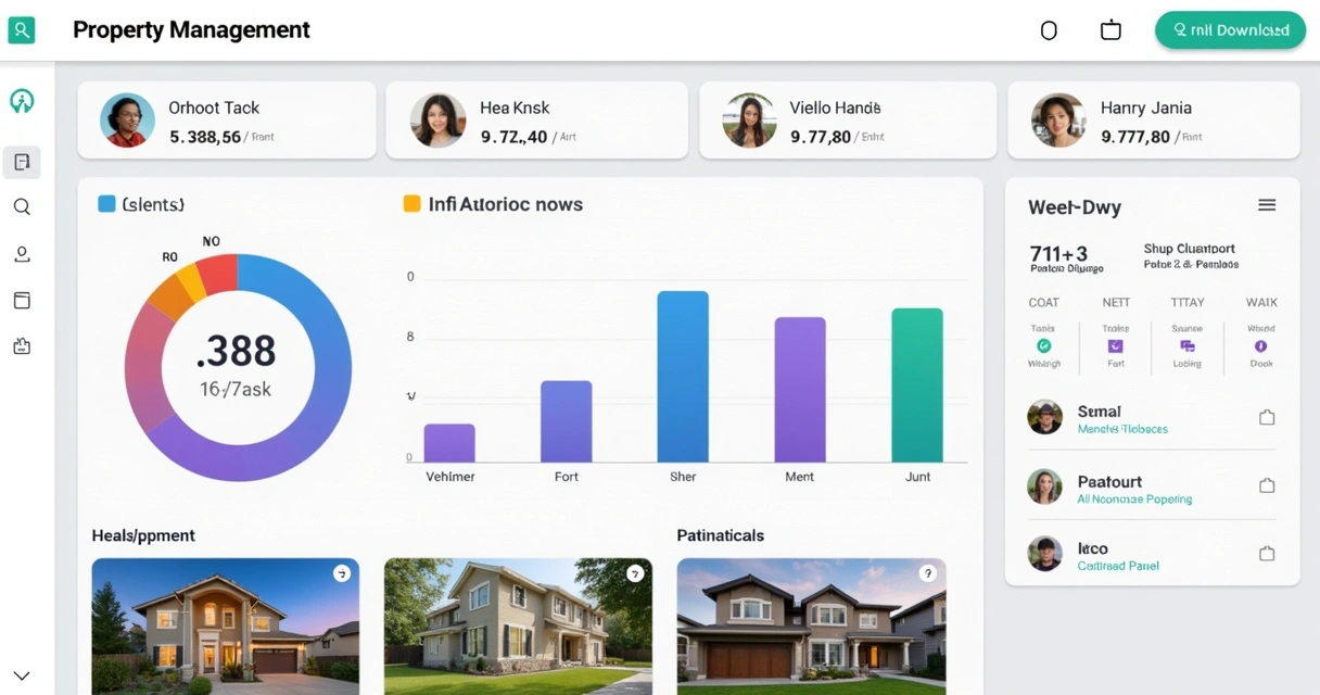 Dashboard de sistema de gestão imobiliária