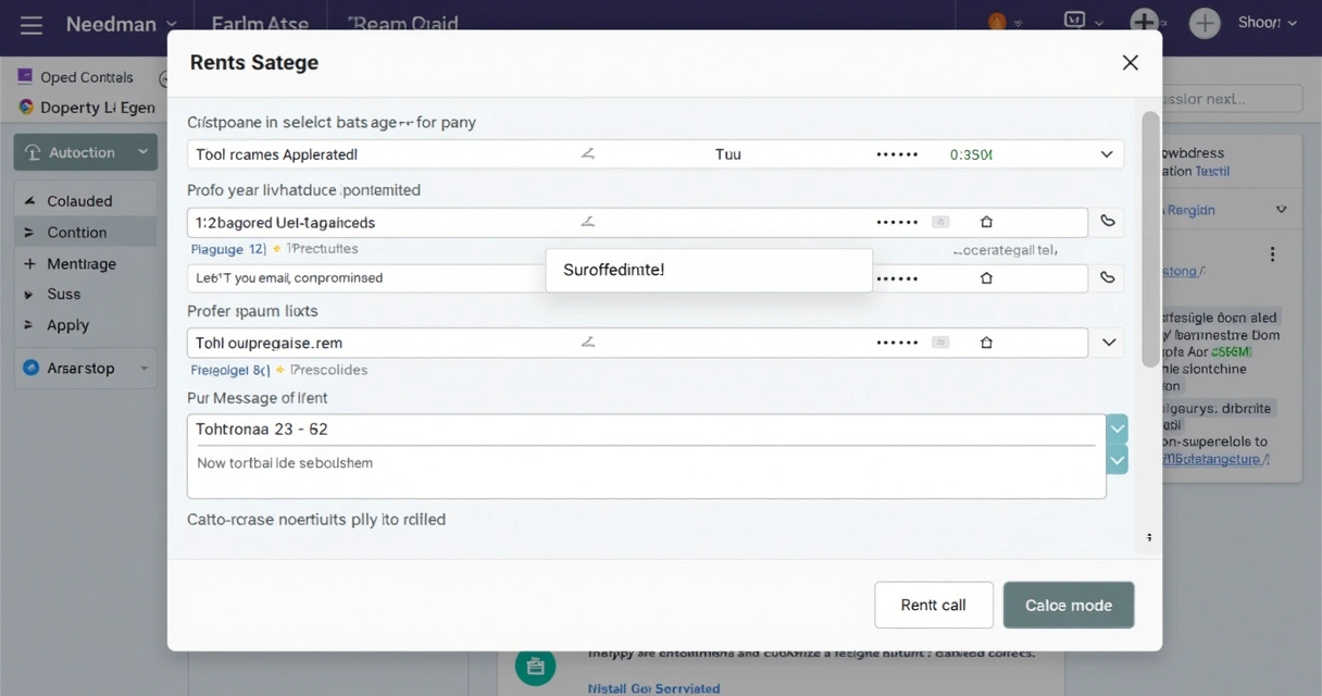 Tela de software mostrando personalização de mensagens da régua de cobrança 