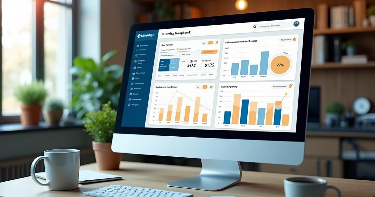 Tela de dashboard financeira em sistema de gestão imobiliária