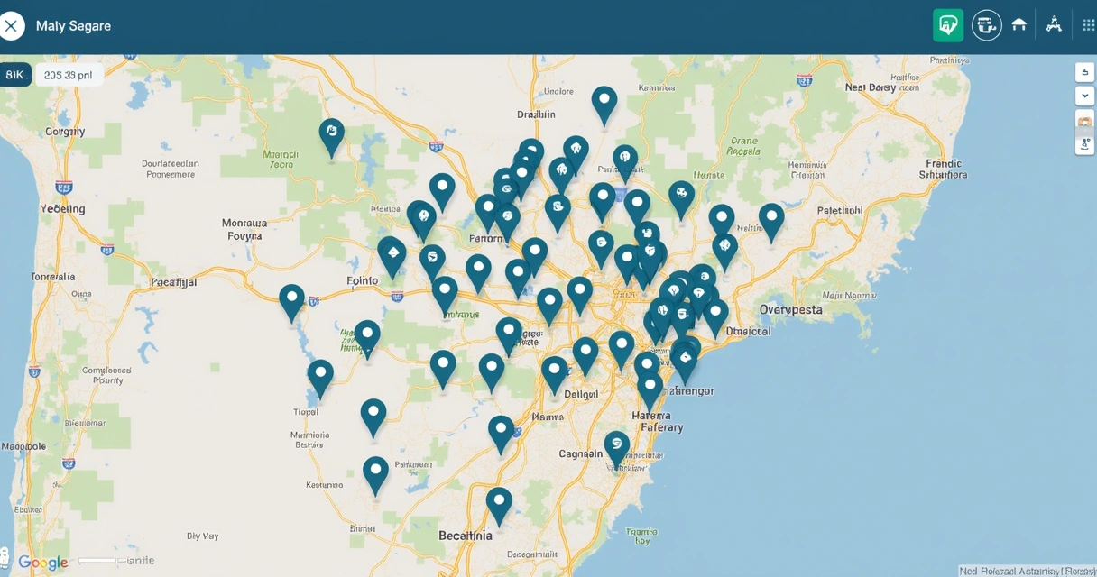 Tela ilustrativa do Cadastro Imobiliário Brasileiro com imóveis em um mapa digital