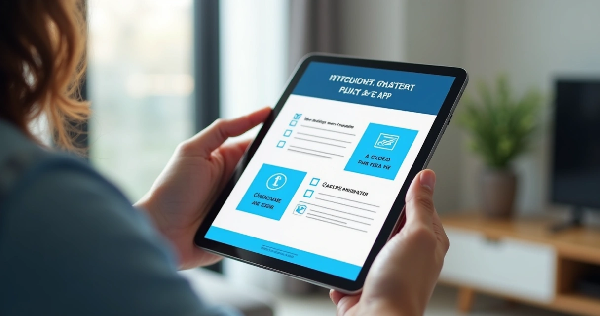 Tela de aplicativo de vistoria digital em tablet
