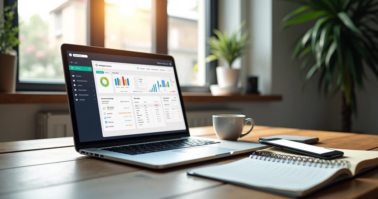 Gestão digital de kitnets em um notebook e celular