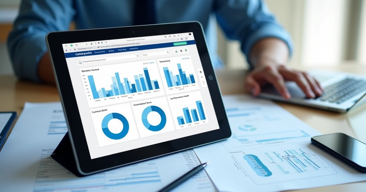 Tela dashboard de aplicativo de gestão de aluguel com gráficos de boletos, contratos digitais e inadimplência em destaque 