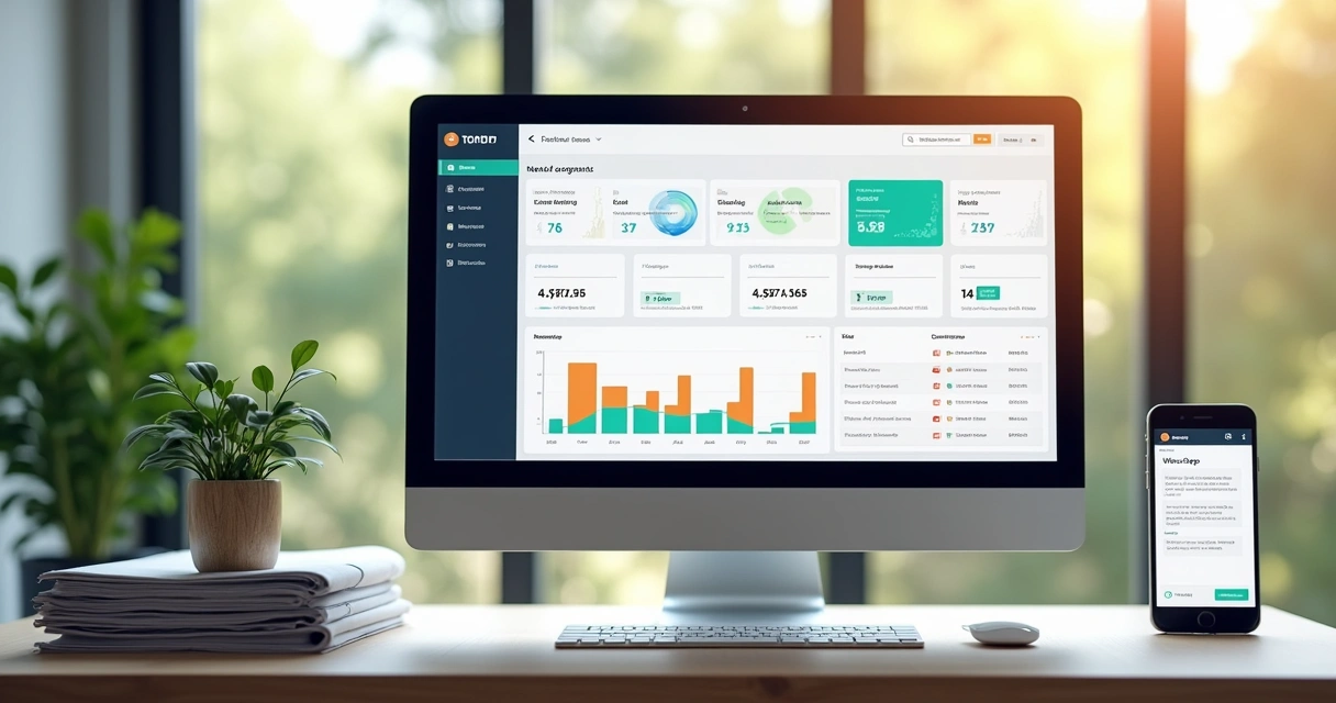 Dashboard de um sistema de controle de aluguel de imóveis com gráficos e informações financeiras