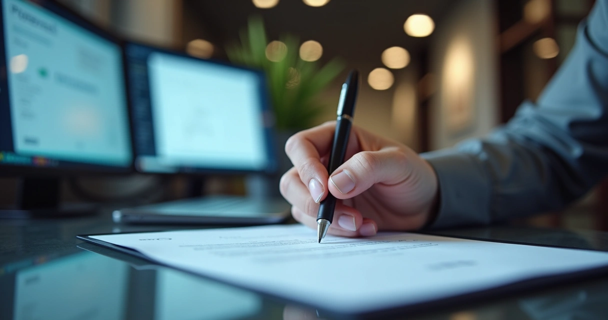 Assinatura digital de contrato de aluguel em tablet