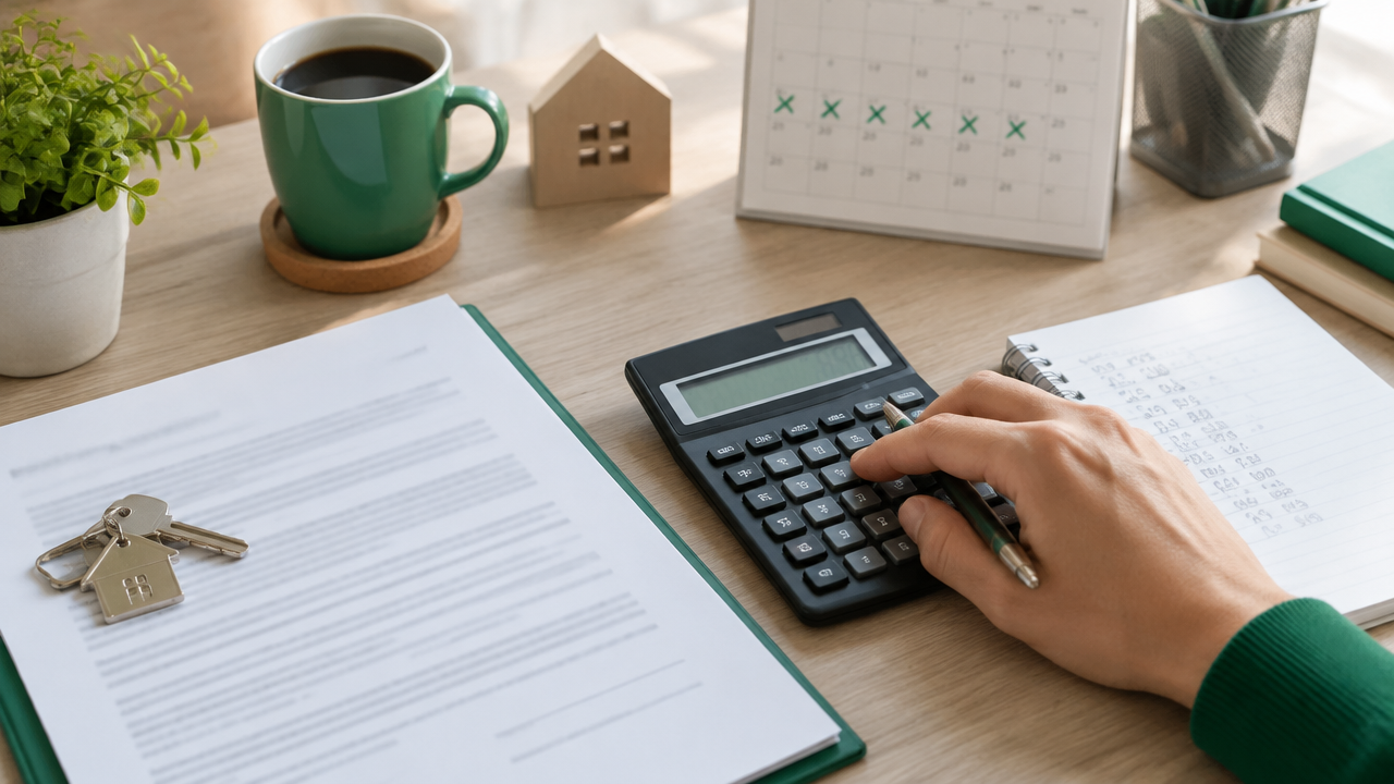 Calculadora e contrato genérico usados para entender multa e juros proporcionais do aluguel