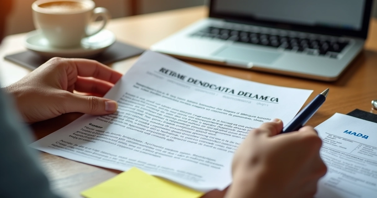 Pessoa analisando detalhes de um contrato de aluguel residencial