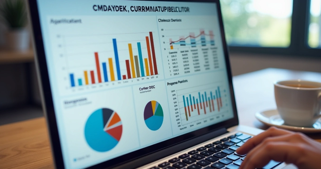 Tela de computador mostrando gráficos e relatórios de aluguel comercial 