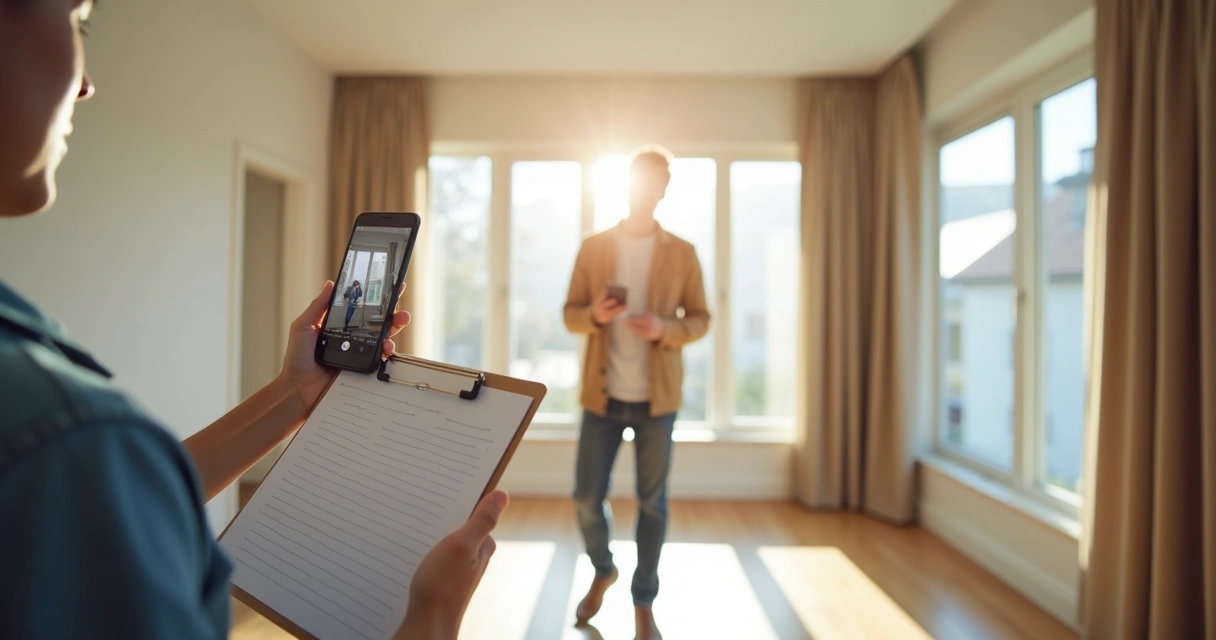 Pessoa olhando checklist em visita a imóvel residencial