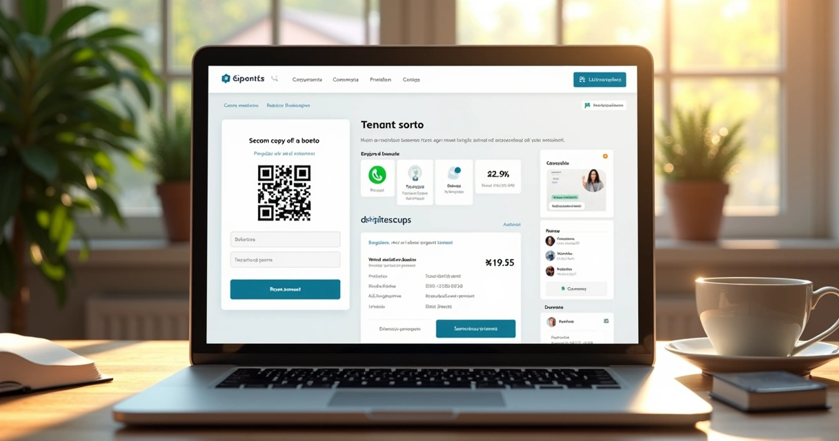 Visualização do portal do inquilino mostrando boletos, recibos e mensagens 